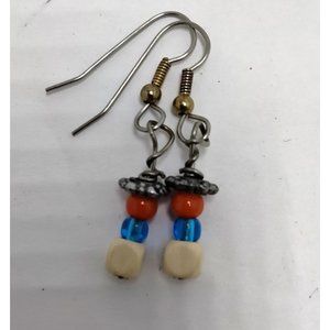 Earrings Red White Blue Patriotic Hook Drop Dangle Small
